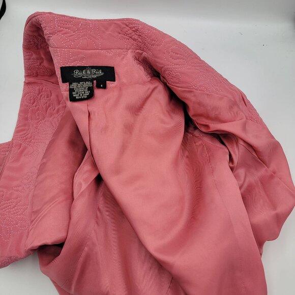 Vintage Pink silk Floral Embroidered Blazer Jacket With Full Zip & Long Sleeves - Picture 11 of 16